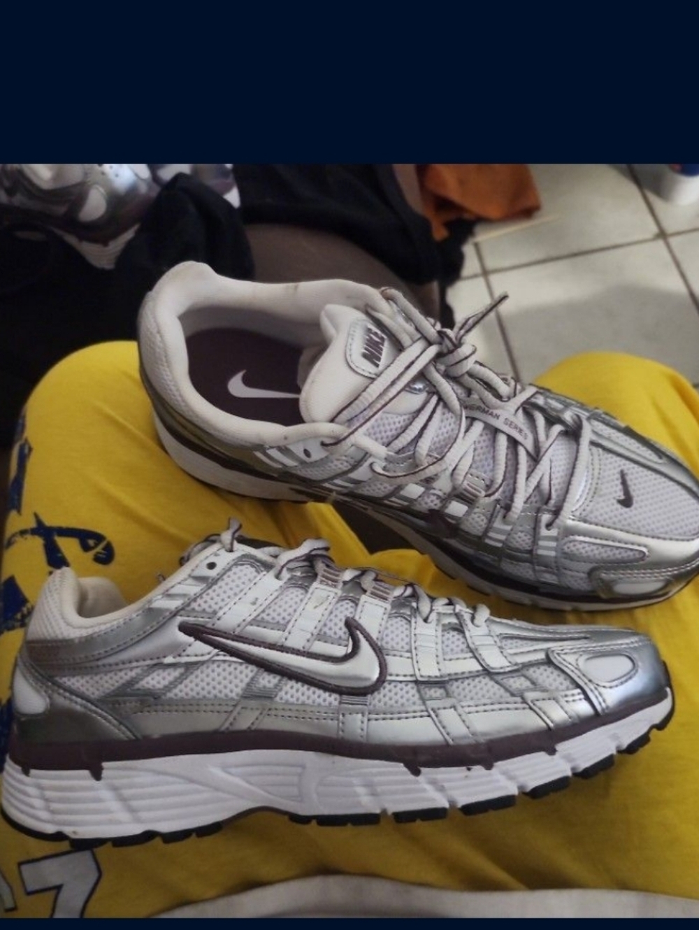 Nike Silver Athletic Running Sneakers - Silver/White P-6000